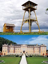 Nahoře: Toulovcova rozhledna. Dole: Zámek Nové Hrady. [Nagyítás - új ablak]